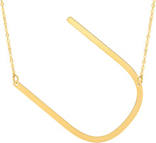 Load image into Gallery viewer, 14k Yellow Gold 1.5&quot; Extra Large Angled Alphabet Letter A - Z Initial Charm Pendant with Chain Necklace
