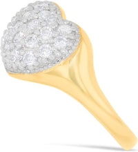 Load image into Gallery viewer, 10k Yellow Gold 10mm Two-Tone High Polish Heart CZ Ring, Sizes 4 - 11
