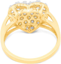 Load image into Gallery viewer, 10k Yellow Gold 14.1mm Two-Tone Heart CZ Double Shank Ring, Sizes 4-11
