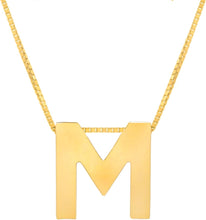 Load image into Gallery viewer, 14k Yellow Gold 0.4&quot; Block Alphabet Letter A - Z Initial Charm Pendant with Extendable Adjustable Chain Necklace
