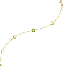 Load image into Gallery viewer, 14k Yellow Gold Natural Amethyst Gemstone Clover Charm Bracelet, Adjustable 6.25 Inch-7.25"
