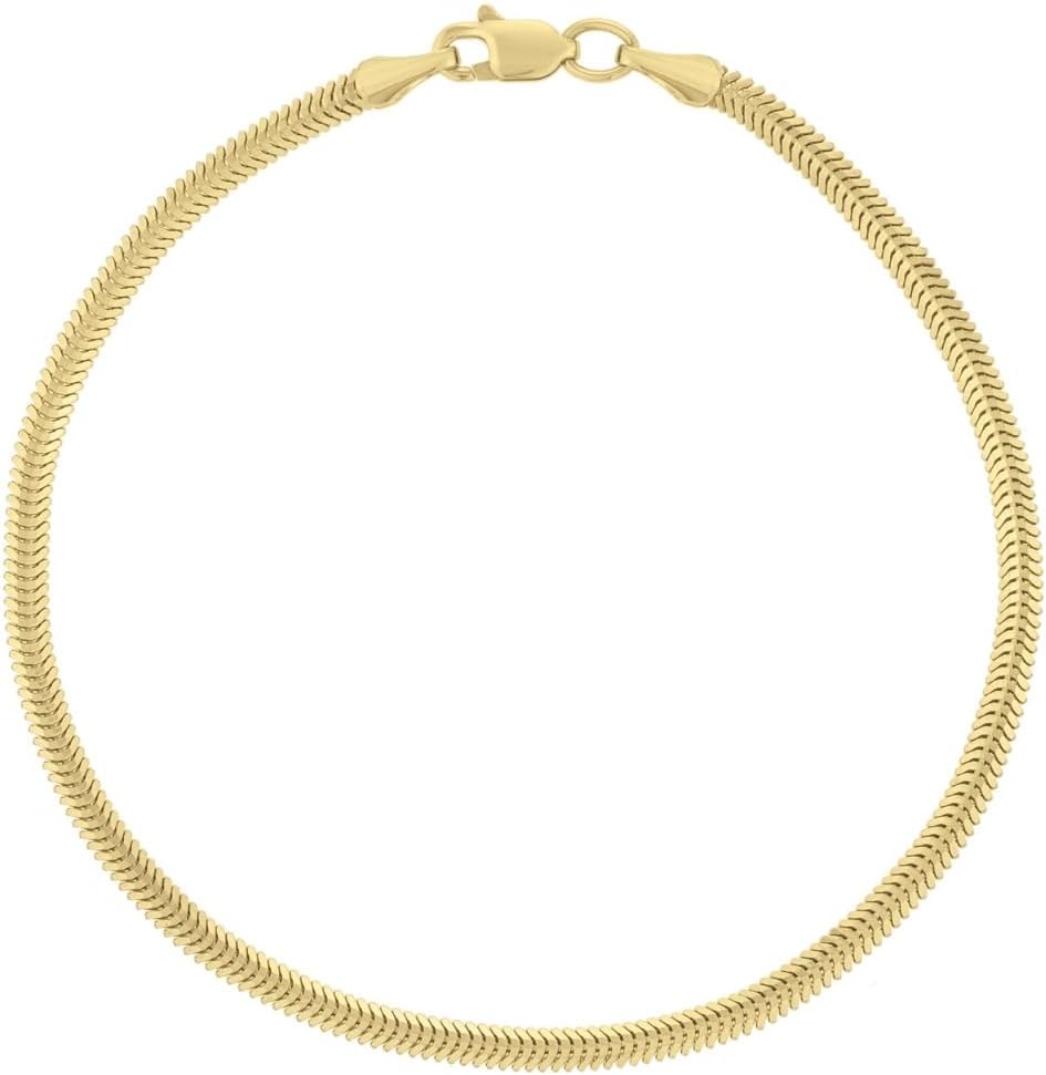 14k Yellow Gold 4.5mm Lite Oval Snake Chain Bracelet, 7.5 Inch