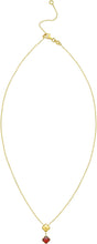 Load image into Gallery viewer, 14k Yellow Gold Natural Gemstone Clover Charm Adjustable Chain Necklace, 16 Inch-18" (Swiss Blue Topaz, Garnet, Amethyst, Citrine or Peridot)
