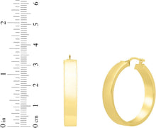 Load image into Gallery viewer, 14k Yellow Gold Small High Polish Square Wedding Band Hoop Earrings - view 9
