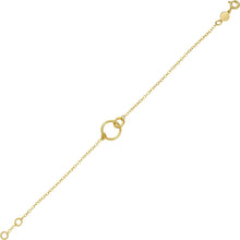 Load image into Gallery viewer, 14k Yellow Gold 10.4mm Interlocking Circles Charm Bracelet, Adjustable 6.5 Inch-7.5"
