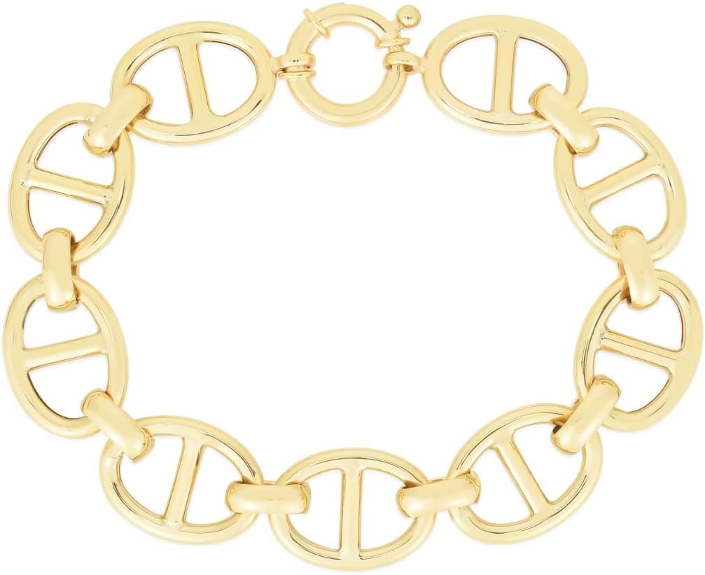 14k Yellow Gold 13mm Lite Mariner Anchor Chain Bracelet