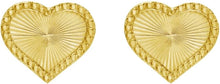 Load image into Gallery viewer, 14k Yellow Gold 10.5mm x 12mm Radiating Textured Heart Stud Earrings
