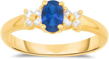 Load image into Gallery viewer, 10k Yellow Gold 6mm Birthstone Mini Oval Gemstone CZ Ring, Size 4-10
