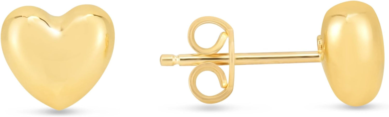 14k Yellow Gold 8mm x 7.3mm Small Polished Heart Earrings