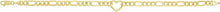 Load image into Gallery viewer, 14k Yellow Gold 17.4mm Open Heart Charm 4.5mm Lite Figaro Link Bracelet, 7 Inch

