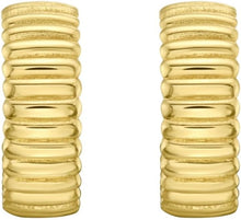 Load image into Gallery viewer, 14k Yellow Gold 15.2mm x 5.4mm Ribbed C-Hoop Earrings
