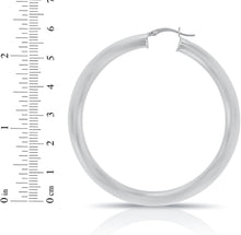 Load image into Gallery viewer, 10k White Gold 25mm x 5mm High Polish Round Tube Hoop Earrings
