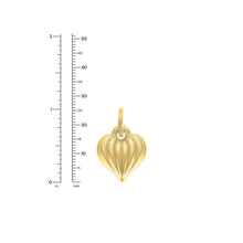 Load image into Gallery viewer, 14k Yellow Gold 26mm Polished Puffy Ribbed Heart with Optional Chain Pendant Charm
