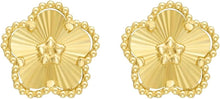 Load image into Gallery viewer, 14k Yellow Gold 10.6mm x 11mm Radiating Textured Daisy Earrings
