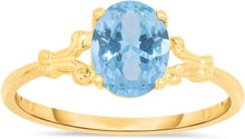 Load image into Gallery viewer, 10k Yellow Gold 8mm Birthstone Oval Gemstone Ring, Size 4-8
