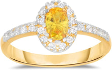 Load image into Gallery viewer, 10k Yellow Gold 9.5mm Birthstone Oval Gemstone Band CZ Ring, Size 4-10
