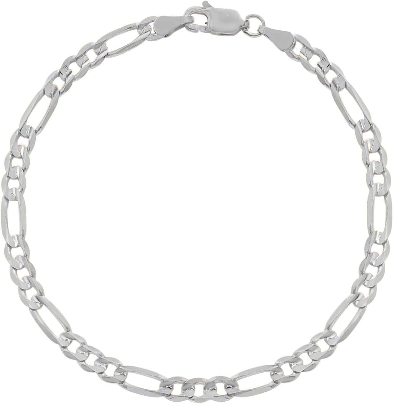 14k White Gold 2.5mm Solid Figaro Chain Bracelet