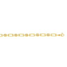Load image into Gallery viewer, 14k Yellow Gold Faceted and Polished Elongated Oval Paperclip Link Bracelet, 7.5 Inch
