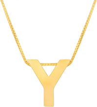 Load image into Gallery viewer, 14k Yellow Gold 0.4&quot; Block Alphabet Letter A - Z Initial Charm Pendant with Extendable Adjustable Chain Necklace
