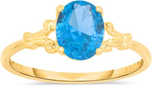 Load image into Gallery viewer, 10k Yellow Gold 8mm Birthstone Oval Gemstone Ring, Size 4-8
