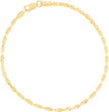 Load image into Gallery viewer, 10k Yellow Gold 2.3mm Solid Spiral Rope Multi Diamond Cut Chain Bracelet or Anklet
