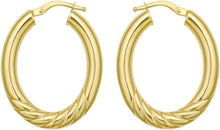 Load image into Gallery viewer, 14k Yellow Gold 30mm x 4mm Round or 31.6mm x 4mm Twisted Oval Hoop Earrings
