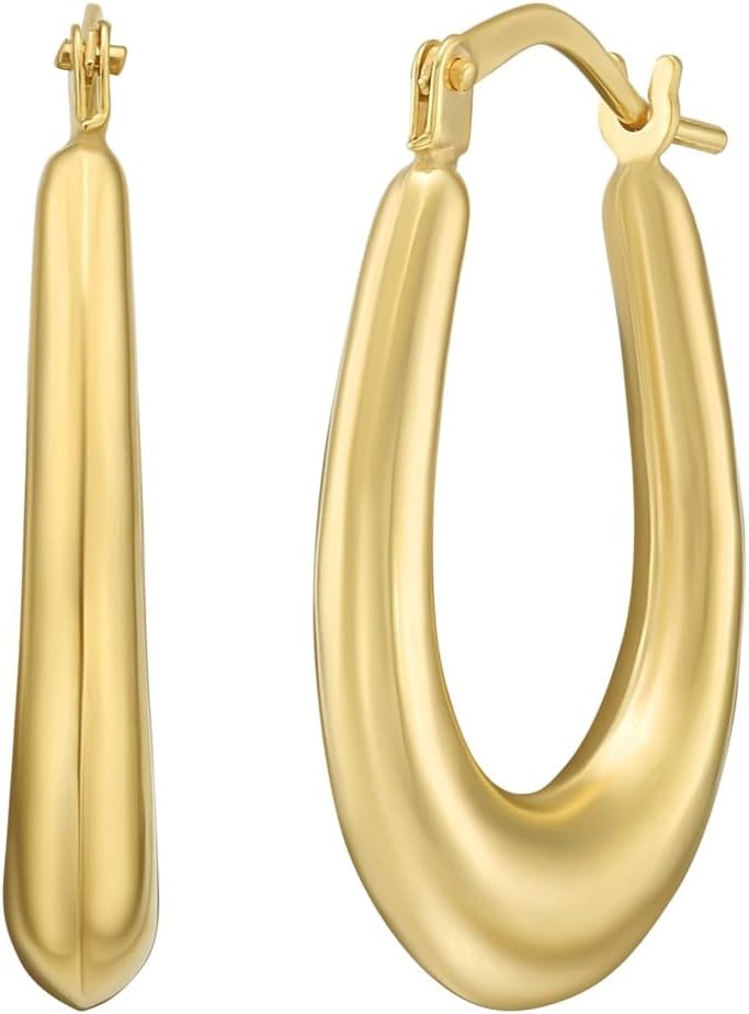 14k Yellow Gold 20mm x 16mm Graduated Oval Hoop Earrings