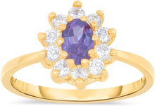 Load image into Gallery viewer, 10k Yellow Gold 11.5mm Birthstone Oval Gemstone CZ Ring, Size 4-10
