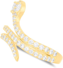 Load image into Gallery viewer, 10k Yellow Gold 19mm Coiled Serpent Snake CZ Ring, Sizes 4-11
