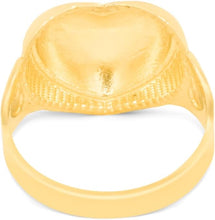Load image into Gallery viewer, 10k Yellow Gold 16mm Domed Heart with Leaf Design Ring, Sizes 4-12
