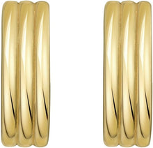 Load image into Gallery viewer, 14k Yellow Gold 12.1mm Triple Row Oval Hoop Earrings
