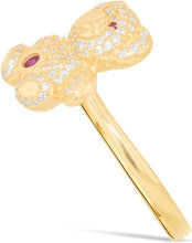Load image into Gallery viewer, 10k Yellow Gold 13mm Teddy Bear CZ Ring, Sizes 4-11
