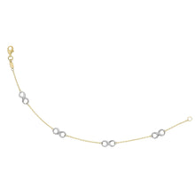 Load image into Gallery viewer, 14k Two-Tone Gold 6mm Infinity Station Charm Link Bracelet, 7.5 Inch
