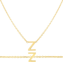 Load image into Gallery viewer, 14k Yellow Gold 0.2&quot; Mini Alphabet Letter A - Z Initial Charm Pendant with Extendable Adjustable Chain Necklace &amp; Bracelet Set
