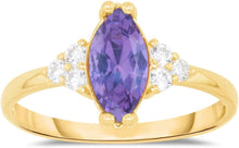 Load image into Gallery viewer, 10k Yellow Gold 10.8mm Birthstone Marquise Gemstone CZ Ring, Size 4-10
