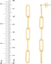 Load image into Gallery viewer, 14k Yellow Gold 76mm Paperclip Chain Dangle Earrings
