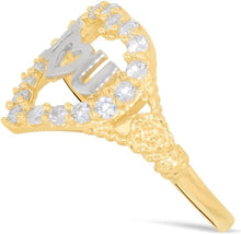 Load image into Gallery viewer, 10k Yellow Gold 13mm Heart CZ Two-Tone I Love You Ring, Sizes 4-10

