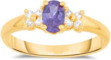 Load image into Gallery viewer, 10k Yellow Gold 6mm Birthstone Mini Oval Gemstone CZ Ring, Size 4-10
