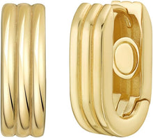 Load image into Gallery viewer, 14k Yellow Gold 12.1mm Triple Row Oval Hoop Earrings
