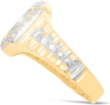 Load image into Gallery viewer, 10k Yellow Gold 14mm Onyx CZ Two-Tone Railroad Ring, Sizes 5 - 13
