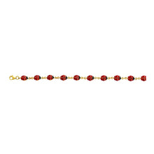 Load image into Gallery viewer, 14k Yellow Gold 5mm Enamel Ladybug Charm Link Bracelet, 7 Inch
