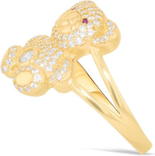 Load image into Gallery viewer, 10k Yellow Gold 15.5mm Teddy Bear CZ Double Shank Ring, Sizes 4-11
