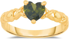 Load image into Gallery viewer, 10k Yellow Gold 6.5mm Birthstone Gemstone Heart XOXO Ring, Size 4-10
