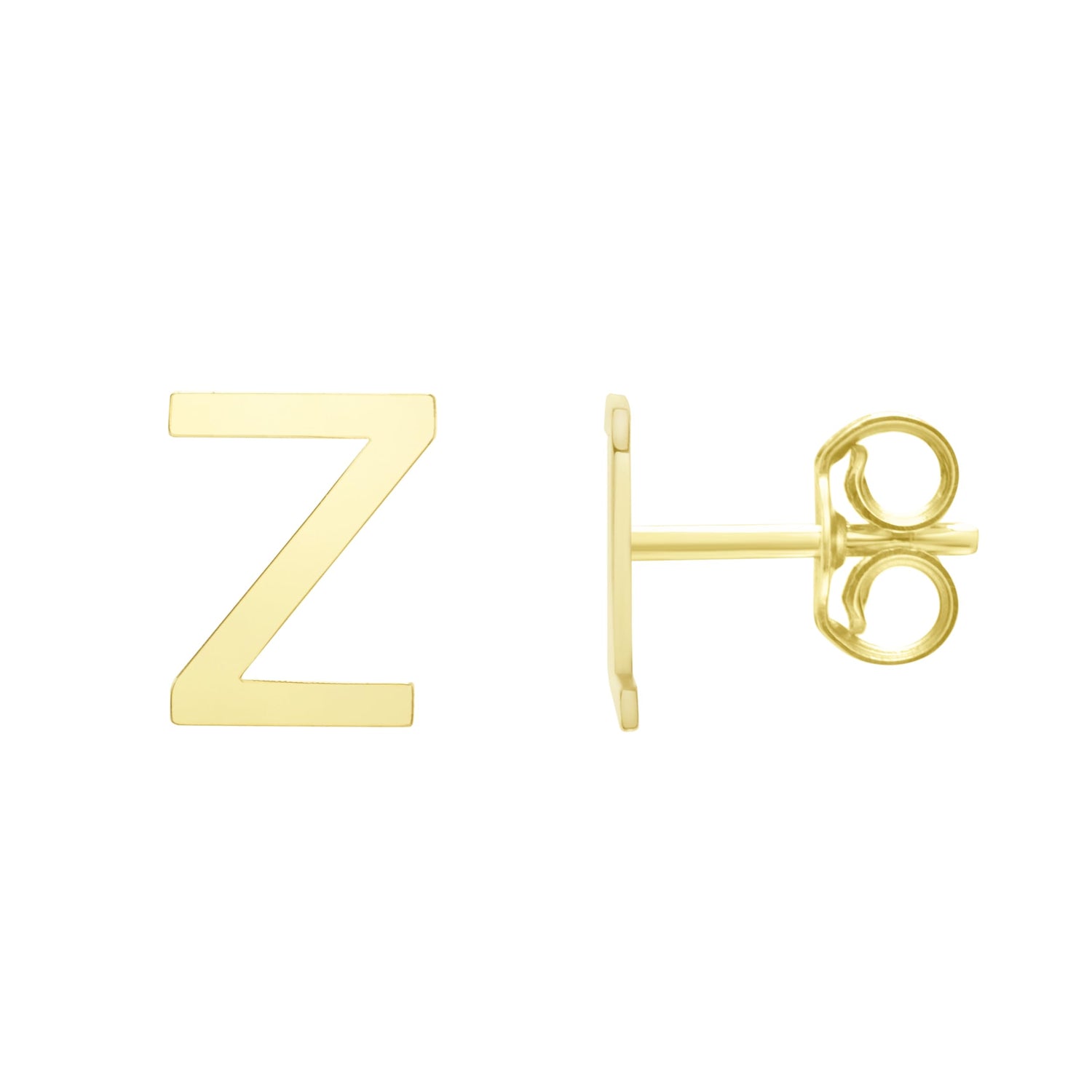 14k Yellow Gold 6.5mm High Polish Initial-Z Stud Earrings