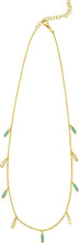 Load image into Gallery viewer, 14k Yellow Gold Cable Chain Gemstone Inlay Station Necklace, 18 Inch with 2" Extender
