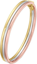 Load image into Gallery viewer, 14k Tri-Color Gold 7.3mm Tri-Tone Polished Layered Bangle Bracelet, 7 Inch
