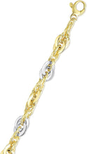 Load image into Gallery viewer, 14k Two-Tone Gold 6mm Polished &amp; Diamond Cut Interlocking Oval Link Bracelet, 7.5 Inch
