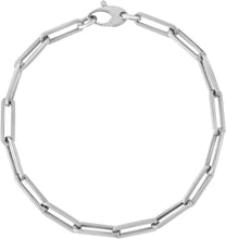 Load image into Gallery viewer, 14k White Gold 4.2mm or 6mm Hollow Paperclip Link Chain Bracelet - 7.5 Inch
