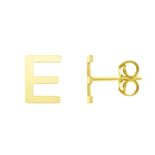 Load image into Gallery viewer, 14k Yellow Gold 6.5mm High Polish Initial-E Stud Earrings
