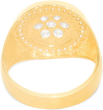 Load image into Gallery viewer, 10k Yellow Gold 11.2mm Pave CZ Cluster Circle Round Signet Ring, Sizes 4-13
